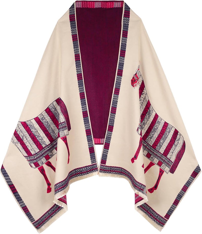 EXTREE Scarfs for Women Pashmina Silky Shawl Wrap for Evening Dressing Blanket Open Front Poncho Cape - Image 1